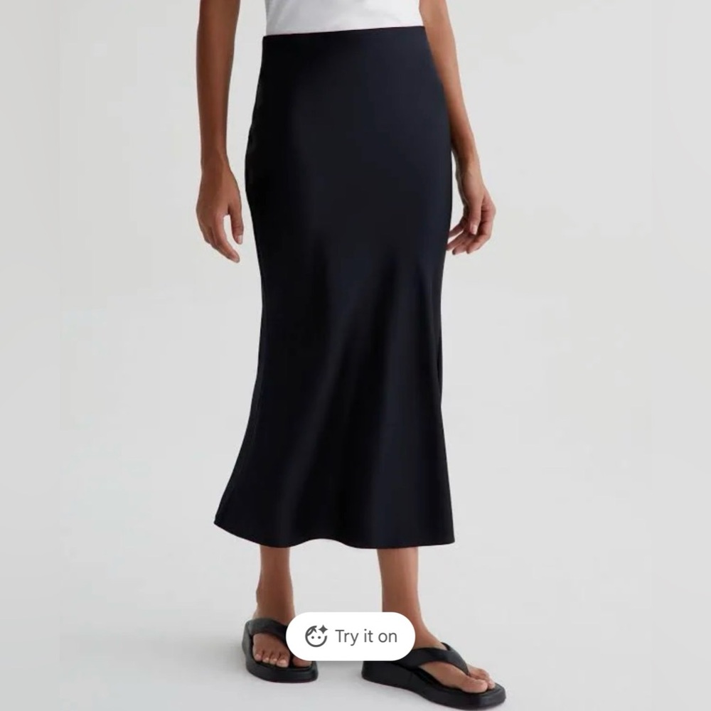 AG Jeans Black Silk A-Line Skirt